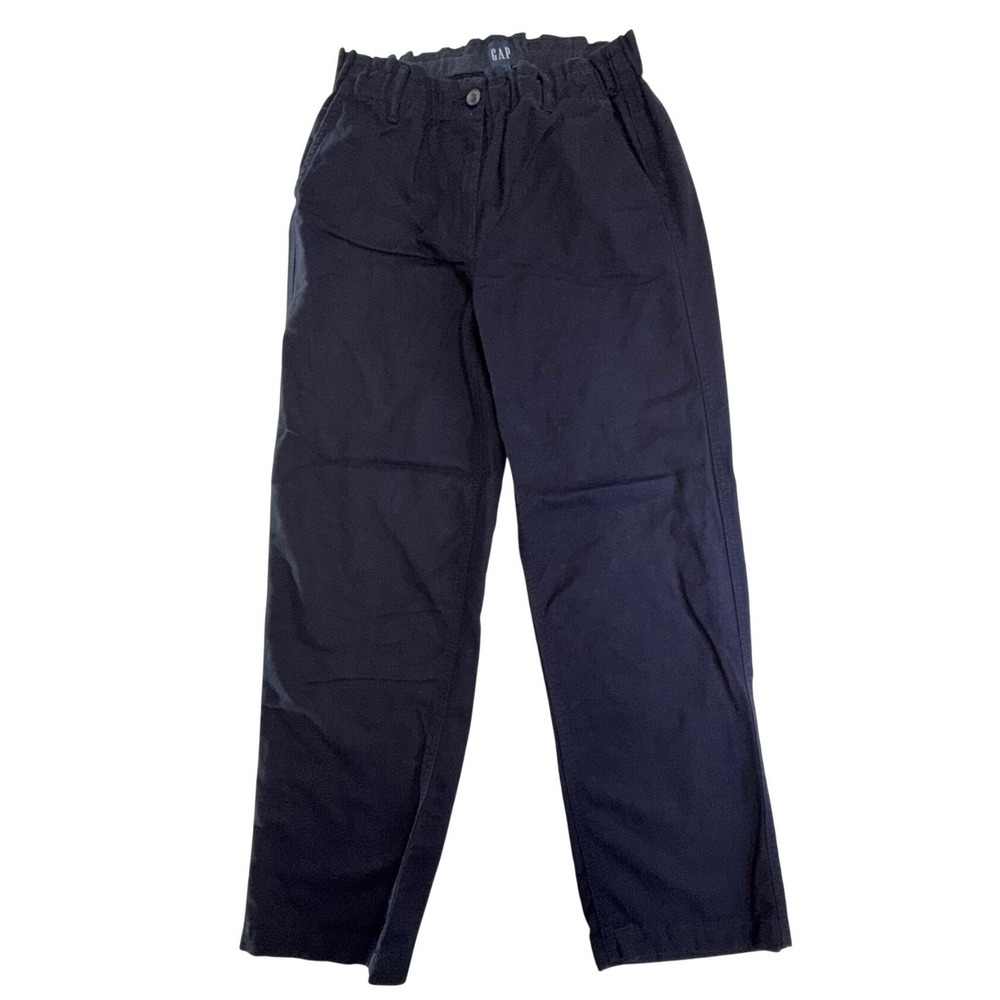 Gap Elastic Waist Pants Womens S Black Cotton Lyocell Blend Straight Leg‎